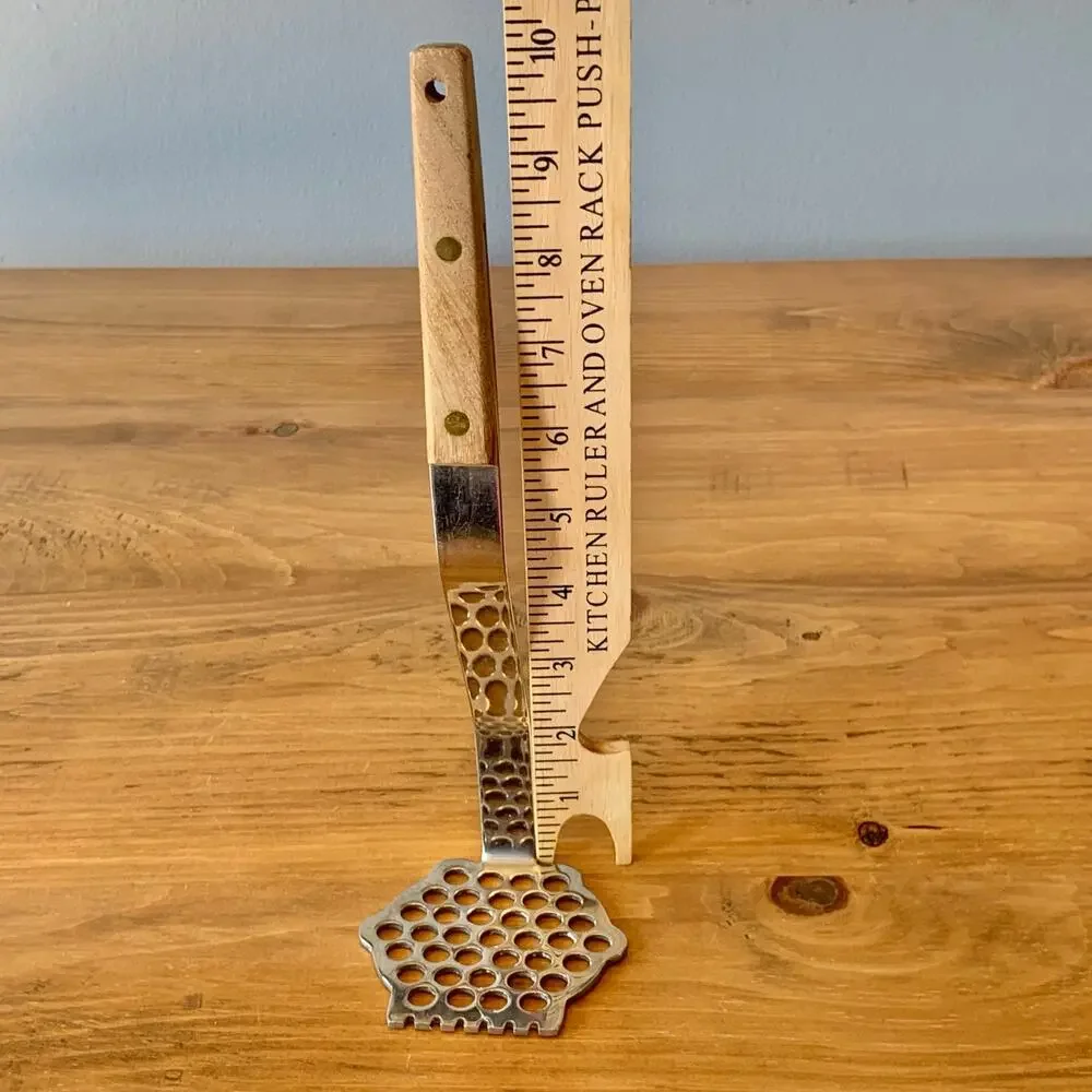 Vtg Vernco Potato Masher Chopper Hexagon Heavy Duty Stainless Wood Japan MCM